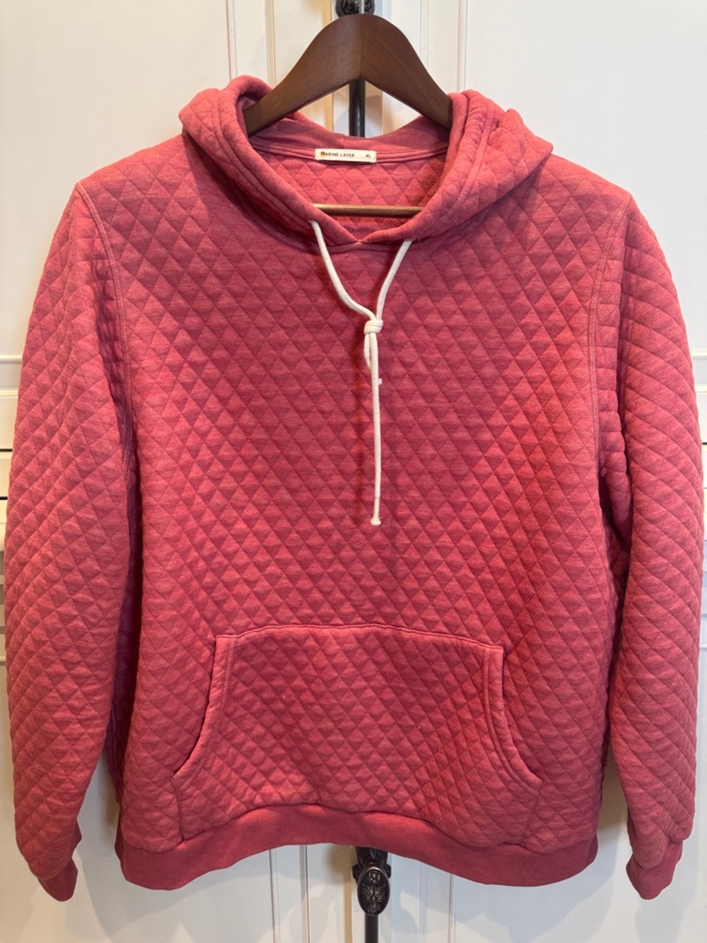 Marine Layer Quilted Pink Hoodie